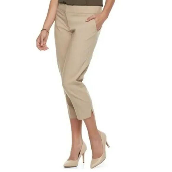 Apt 9 Light Beige Torie Midrise Straight Leg Capri Pants Size 12 - Picture 1 of 14